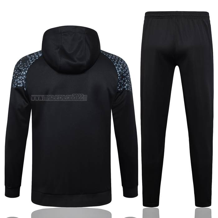 Tuta da Track de Felpa del Olympique Marsiglia 2023-2024 Nero y Grigio